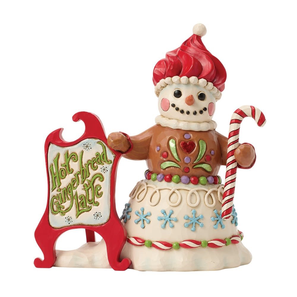 Figurine: Gingerbread Snowman with Sign.