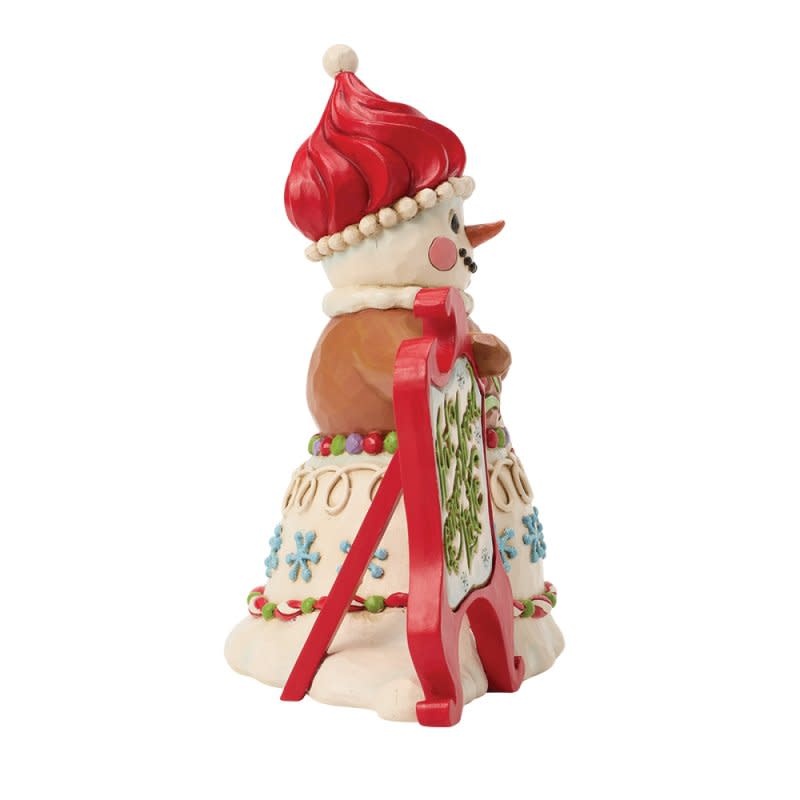 Figurine: Gingerbread Snowman with Sign.