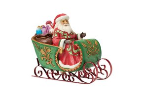 Figurine: Santa in a Musical Sleigh