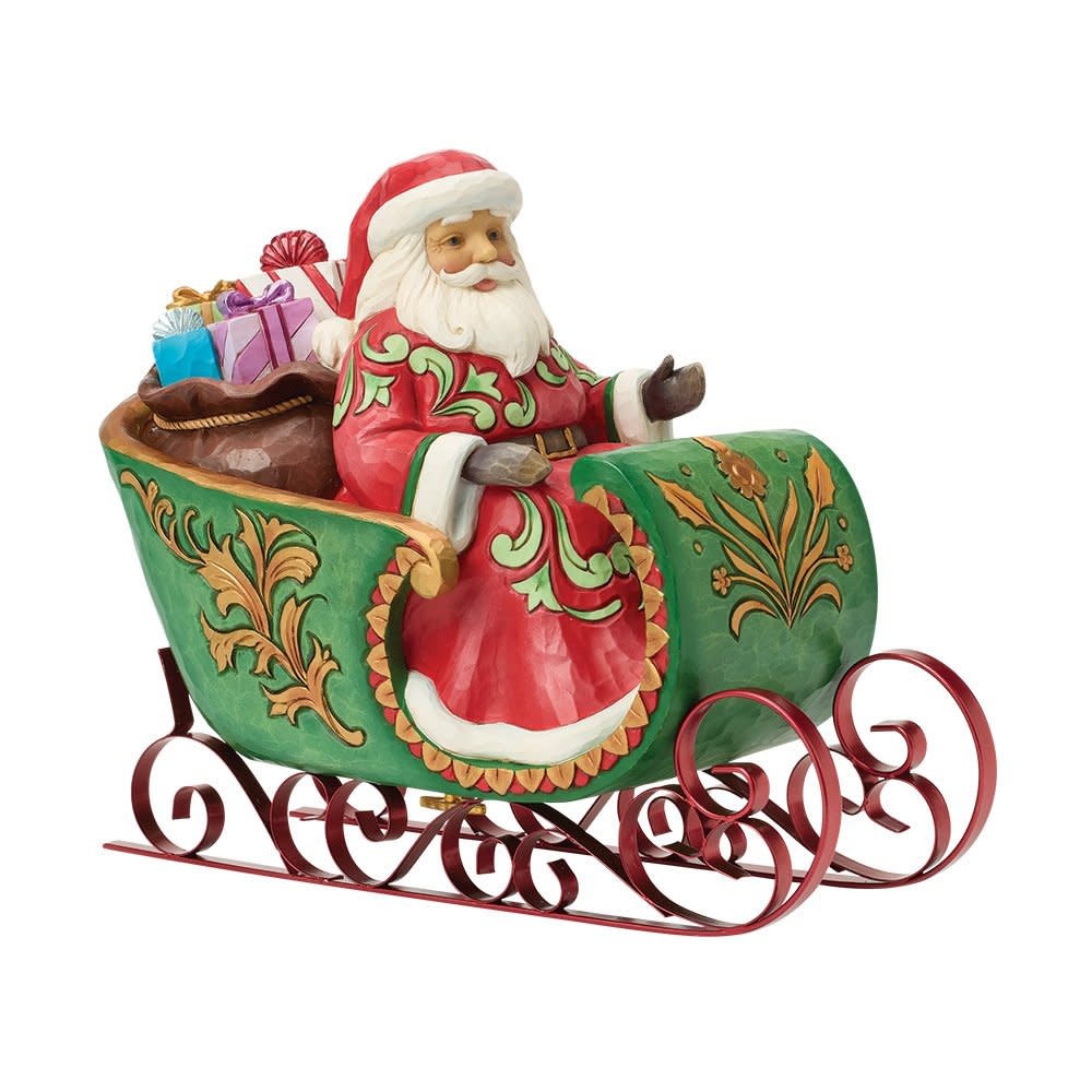 Figurine: Santa in a Musical Sleigh