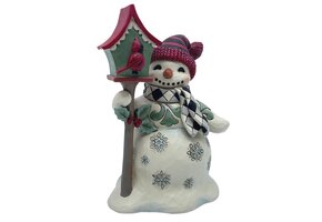 Figurine: Highland Glen Snowman with Birdhouse by Heartwood Creek