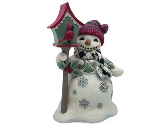 Figurine: Highland Glen Snowman with Birdhouse by Heartwood Creek