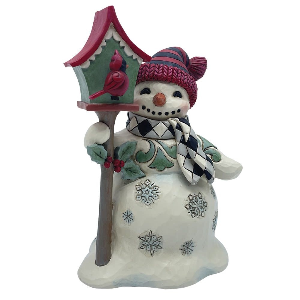 Figurine: Highland Glen Snowman with Birdhouse by Heartwood Creek