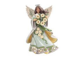 Figurine: Opal & Moss Angel - with Poinsettia Garland