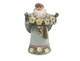 Figurine: Opal & Moss Santa with Poinsettias by Heartwood Creek