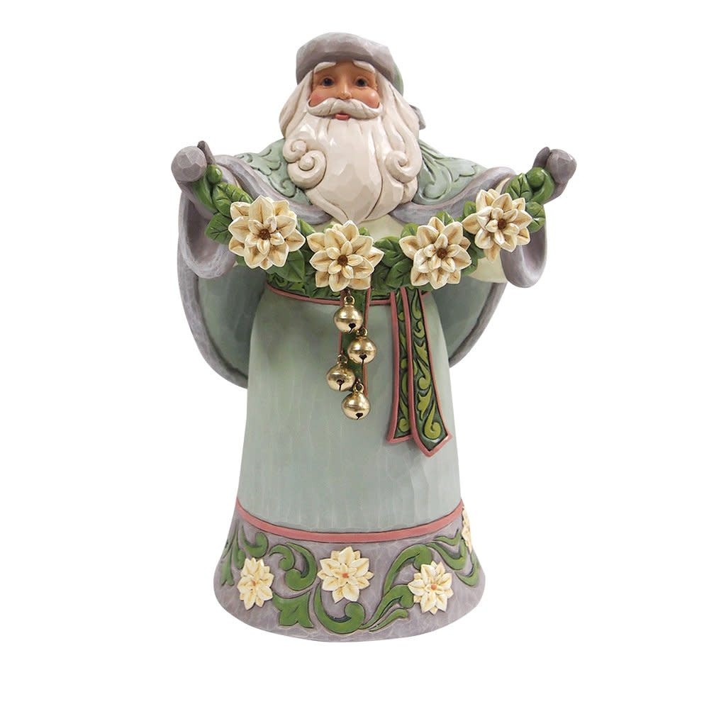 Figurine: Opal & Moss Santa with Poinsettias by Heartwood Creek