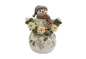 Figurine: Opal & Moss Snowman with Garland by Heartwood Creek
