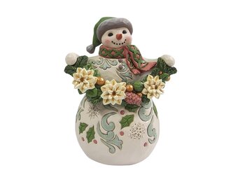 Figurine: Opal & Moss Snowman with Garland by Heartwood Creek