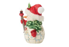 Figurine: Snowman -  with a Bird Pint