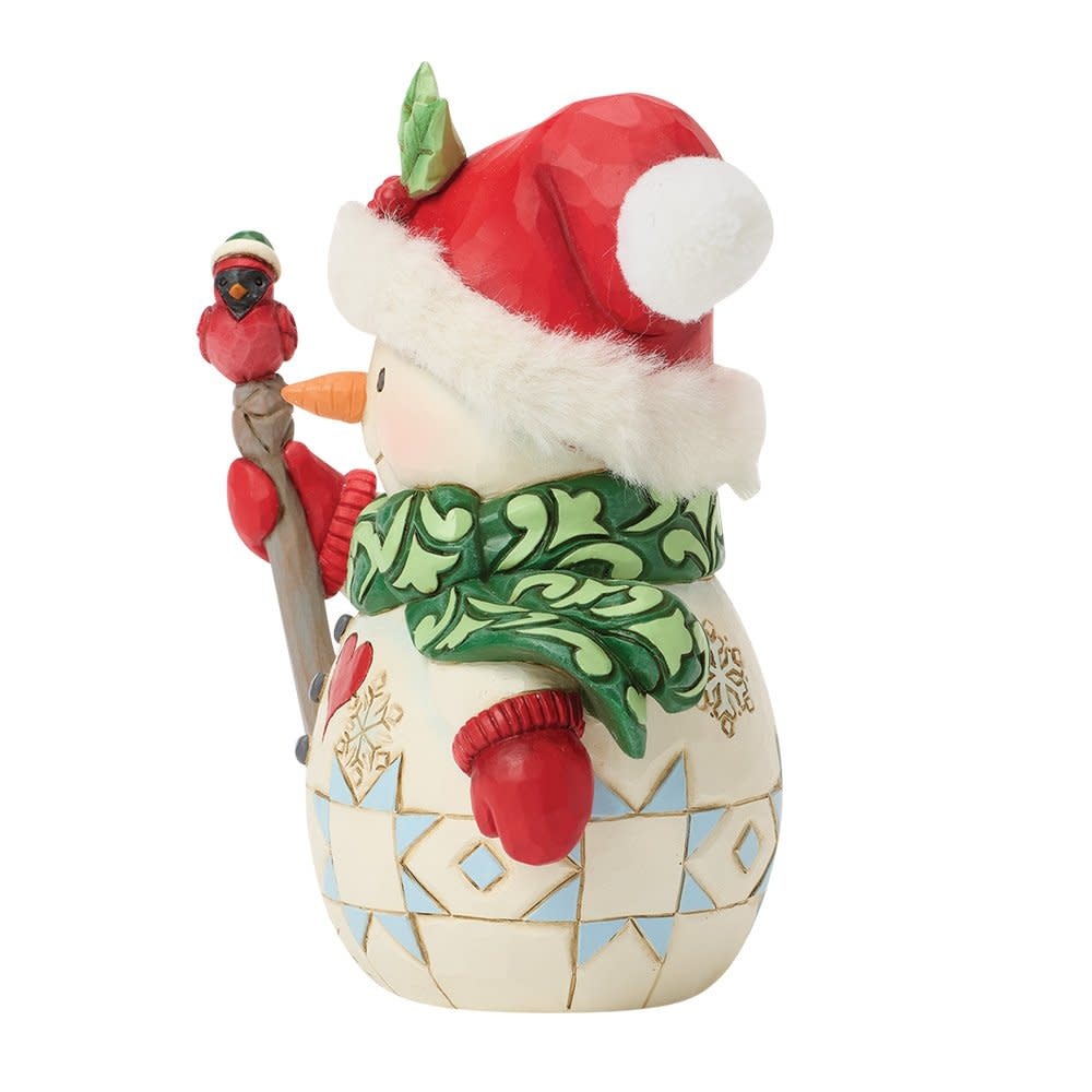 Figurine: Snowman - with a Bird Pint