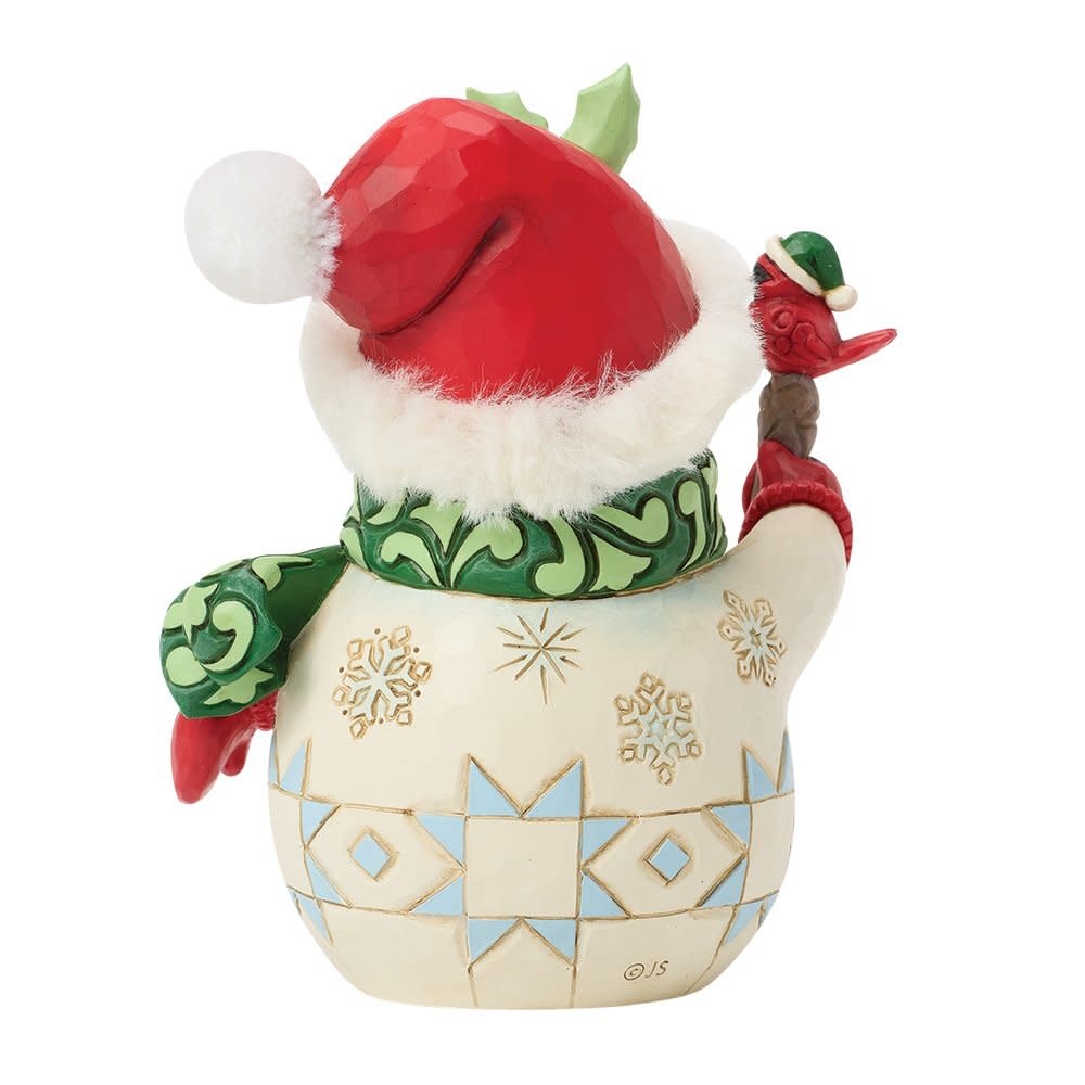 Figurine: Snowman - with a Bird Pint