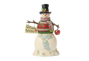 Figurine: Snowman with Christmas Sign