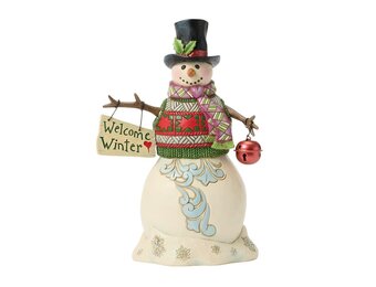 Figurine: Snowman with Christmas Sign