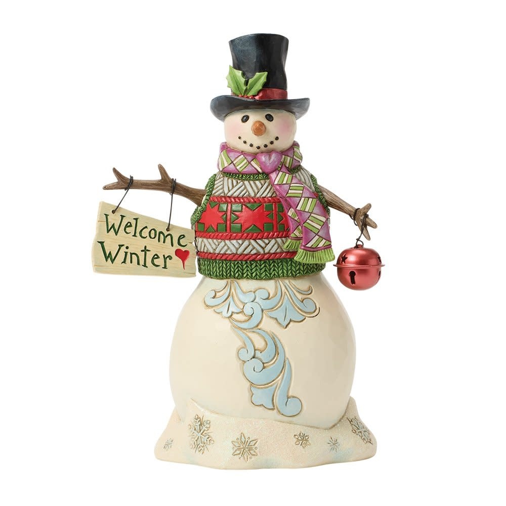 Figurine: Snowman with Christmas Sign