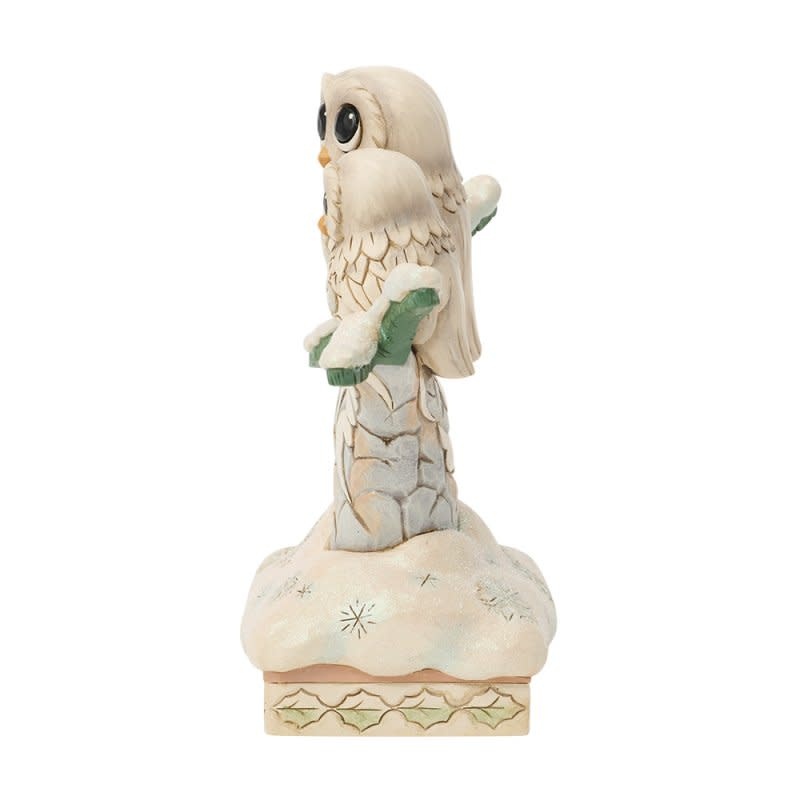 Figurine: Owls in a Tree -  White Woodland