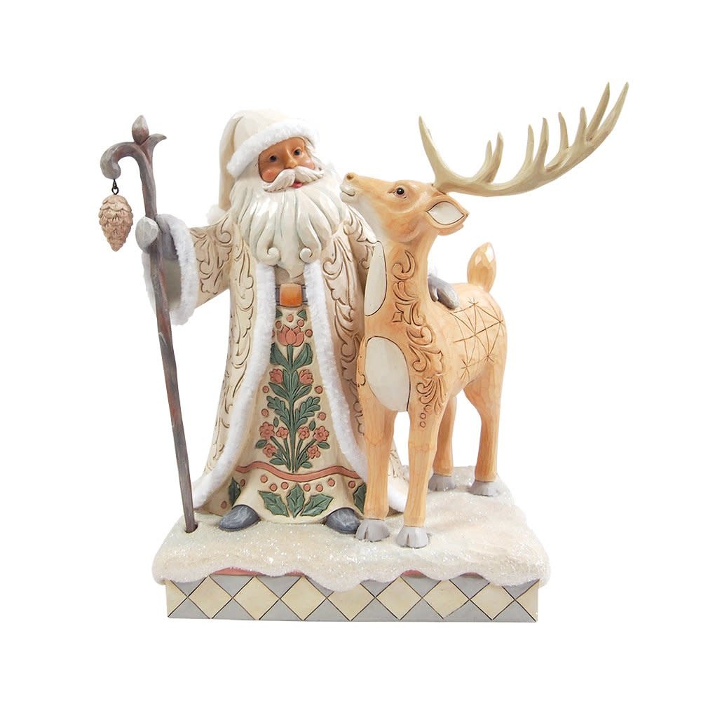 Figurine: Santa with a Buck - White Woodland