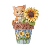 Figurine: Paws 'n' Petals - Cat in Flowerpot