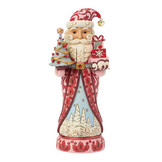 Notenkraker: Red & Pink Nutcracker with Tree Figurine by Heartwood Creek