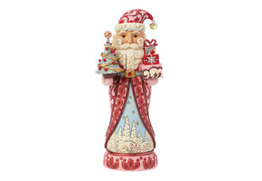 Notenkraker: Red & Pink Nutcracker with Tree Figurine by Heartwood Creek