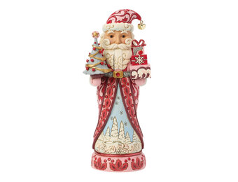 Notenkraker: Red & Pink Nutcracker with Tree Figurine by Heartwood Creek