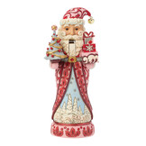 Notenkraker: Red & Pink Nutcracker with Tree Figurine by Heartwood Creek