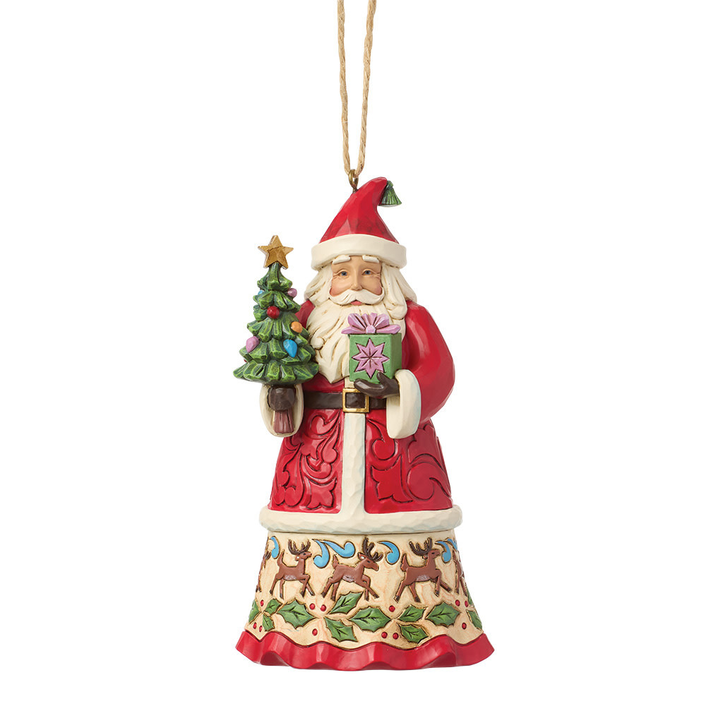 Ornament: Santa with Gifts Hanging Ornament by Heartwood Creek