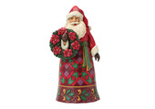 Figurine: Santa with Wreath & Poinsettias Figurine by Heartwood Creek