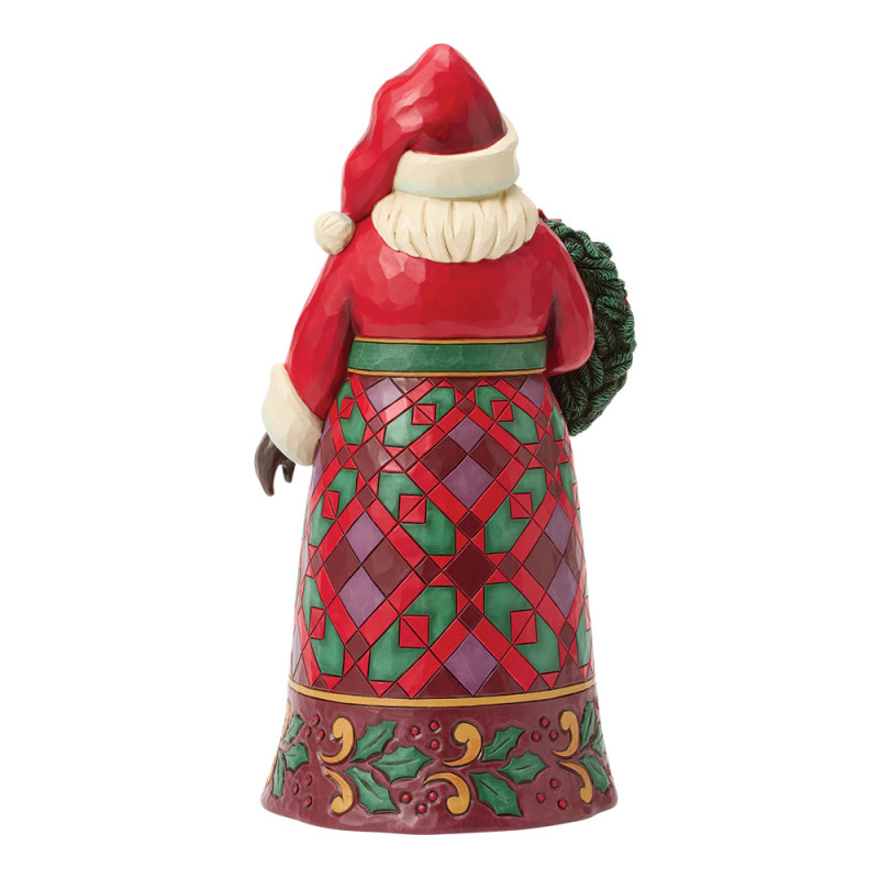 Figurine: Santa with Wreath & Poinsettias Figurine by Heartwood Creek