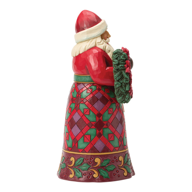 Figurine: Santa with Wreath & Poinsettias Figurine by Heartwood Creek