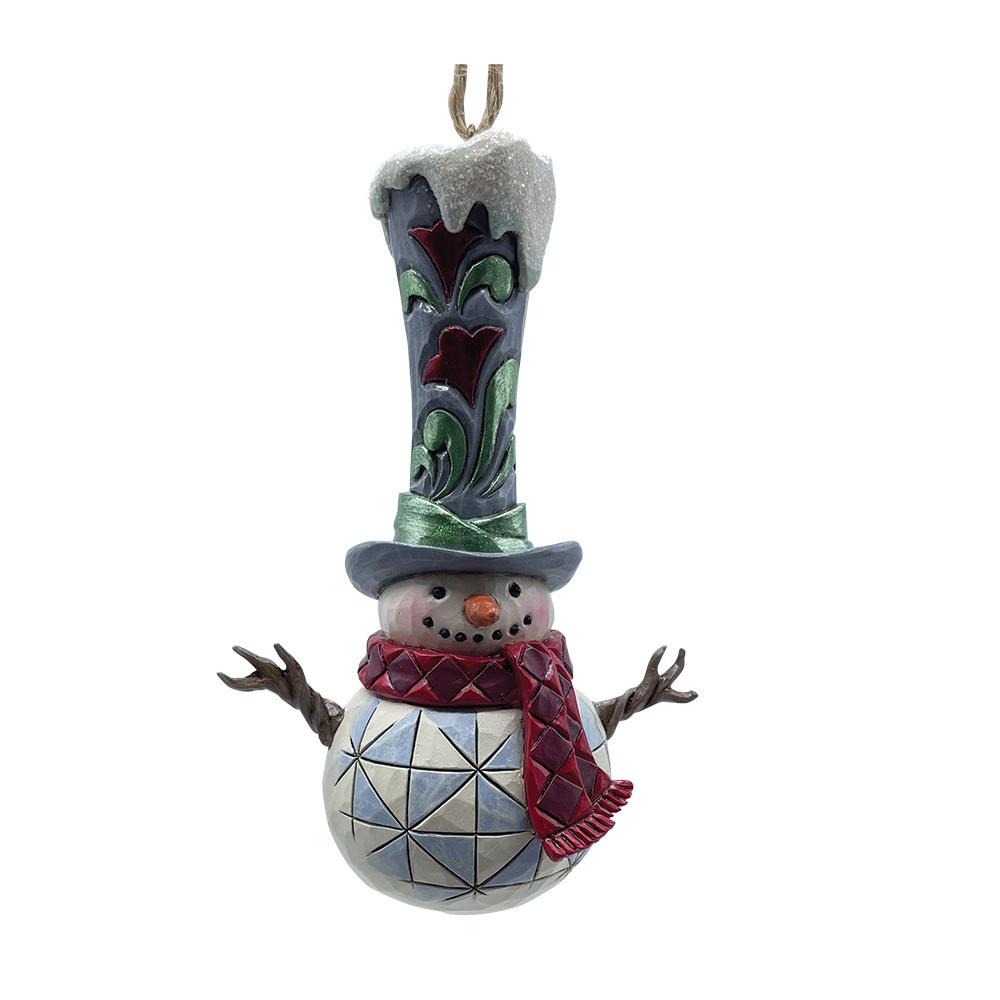 Ornament: Snowman with a Tall Hat Hanging Ornament by Heartwood Creek