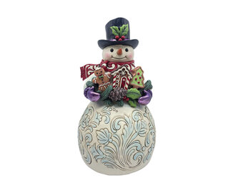 Figurine: Snowman with Gingerbread Cookies Figurine by Heartwood Creek