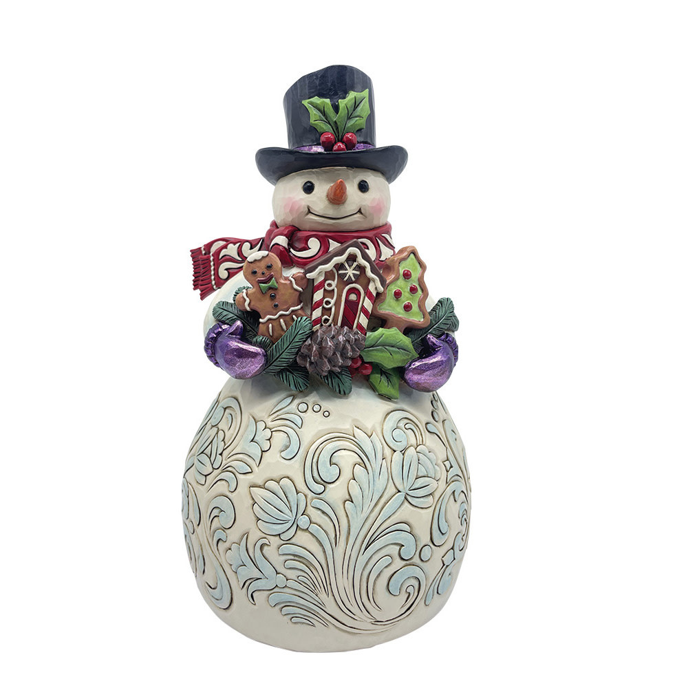 Figurine: Snowman with Gingerbread Cookies Figurine by Heartwood Creek