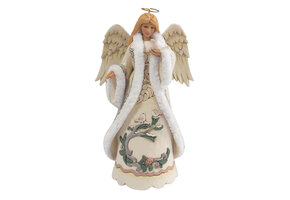 Figurine: Angel with a Dove - White Woodland