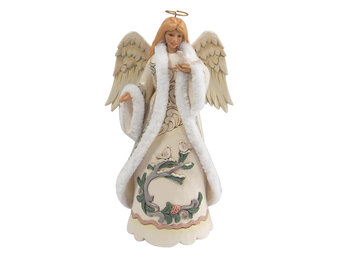 Figurine: White Woodland Angel with a Dove Figurine by Heartwood Creek