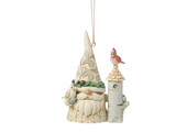 Ornament: White Woodland Gnome with Birdhouse H/O by Heartwood Creek