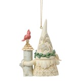 Ornament: Gnome with Birdhouse H/O - White Woodland