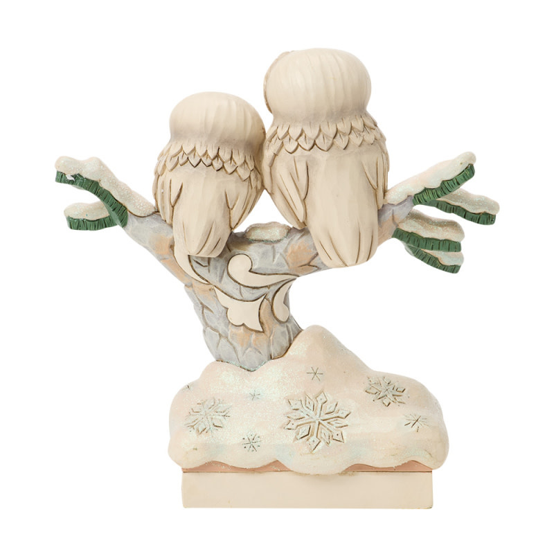 Figurine: White Woodland Owls in a Tree Figurine by Heartwood Creek