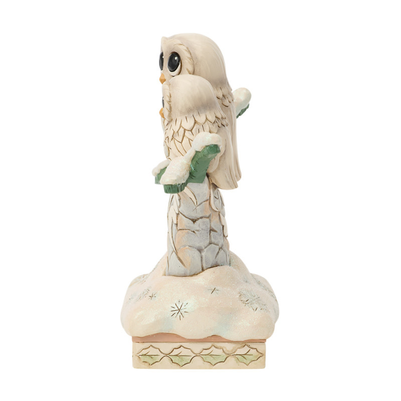 Figurine: Owls in a Tree Figurine - White Woodland