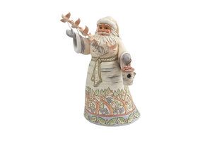 Figurine: Santa with Cardinals - White Woodland
