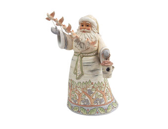 Figurine: White Woodland Santa with Cardinals by Heartwood Creek