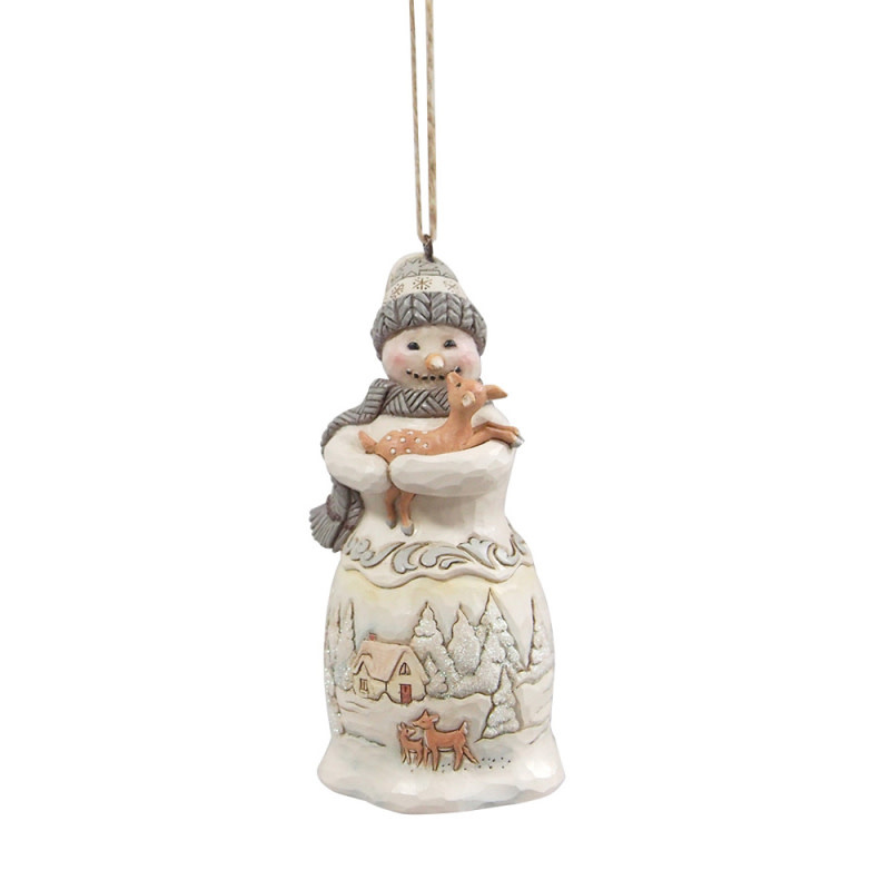 Hanging Ornament: Snowman - White Woodland