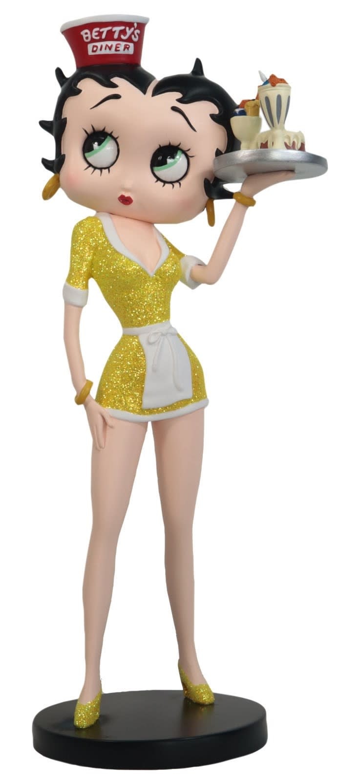 Figurine: Betty Boop Diner Waitress Yellow Glitter Dress