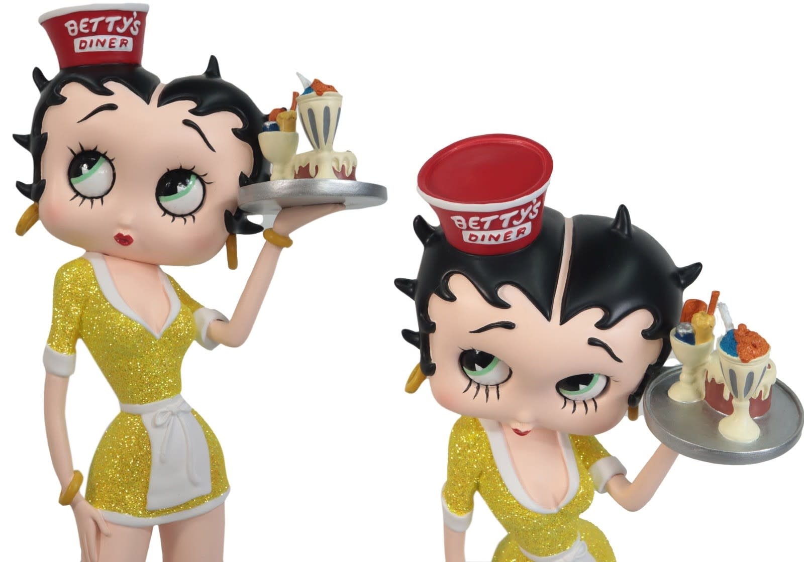Figurine: Betty Boop Diner Waitress Yellow Glitter Dress