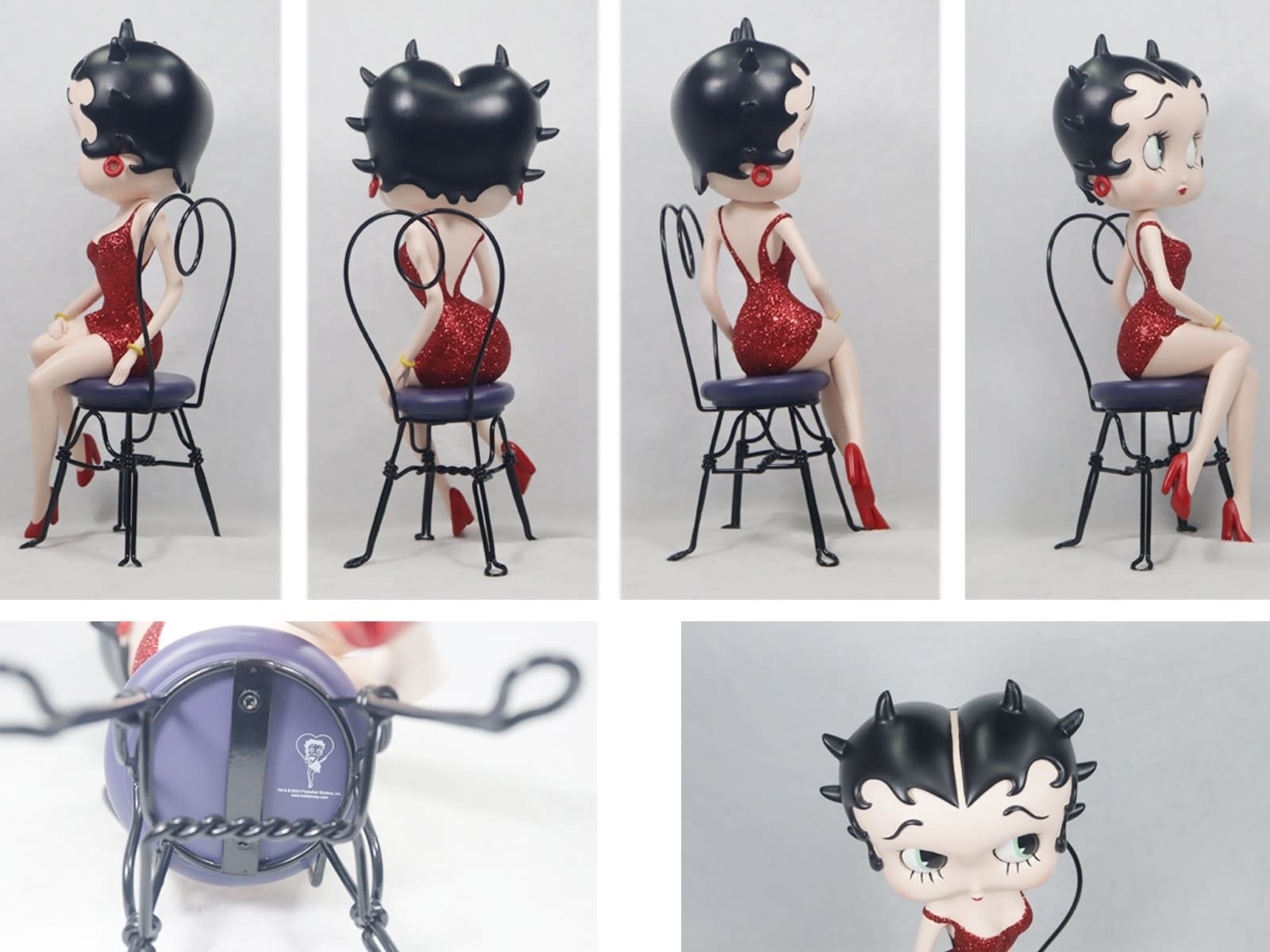Figurine: Betty Boop On Chair Red Glitter
