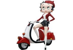 Figurine: Betty Boop Scooter With Red Glitter Hat and Coat