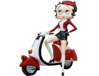 Figurine: Betty Boop Scooter With Red Glitter Hat and Coat