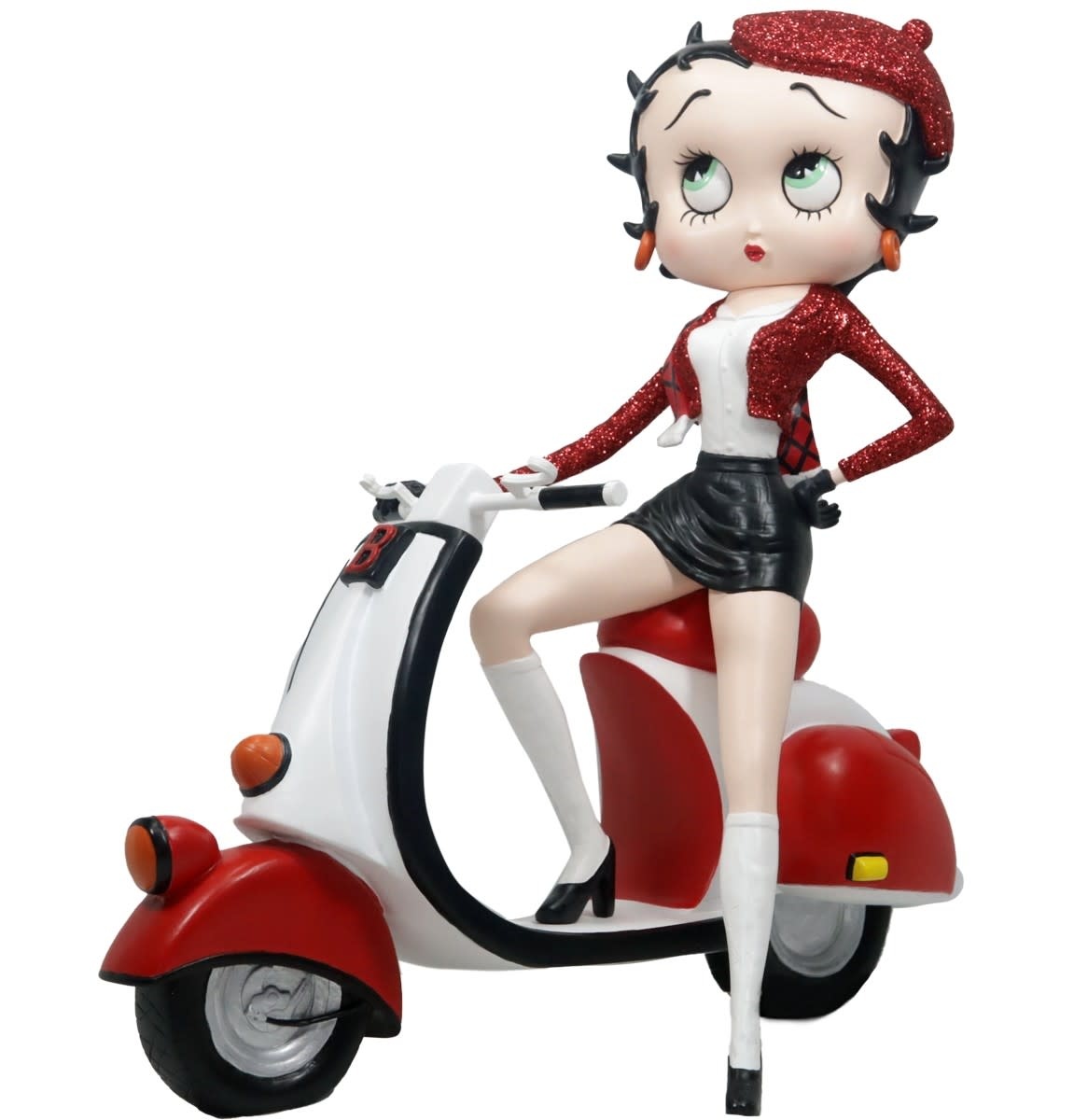 Figurine: Betty Boop - Scooter With Red Glitter Hat and Coat