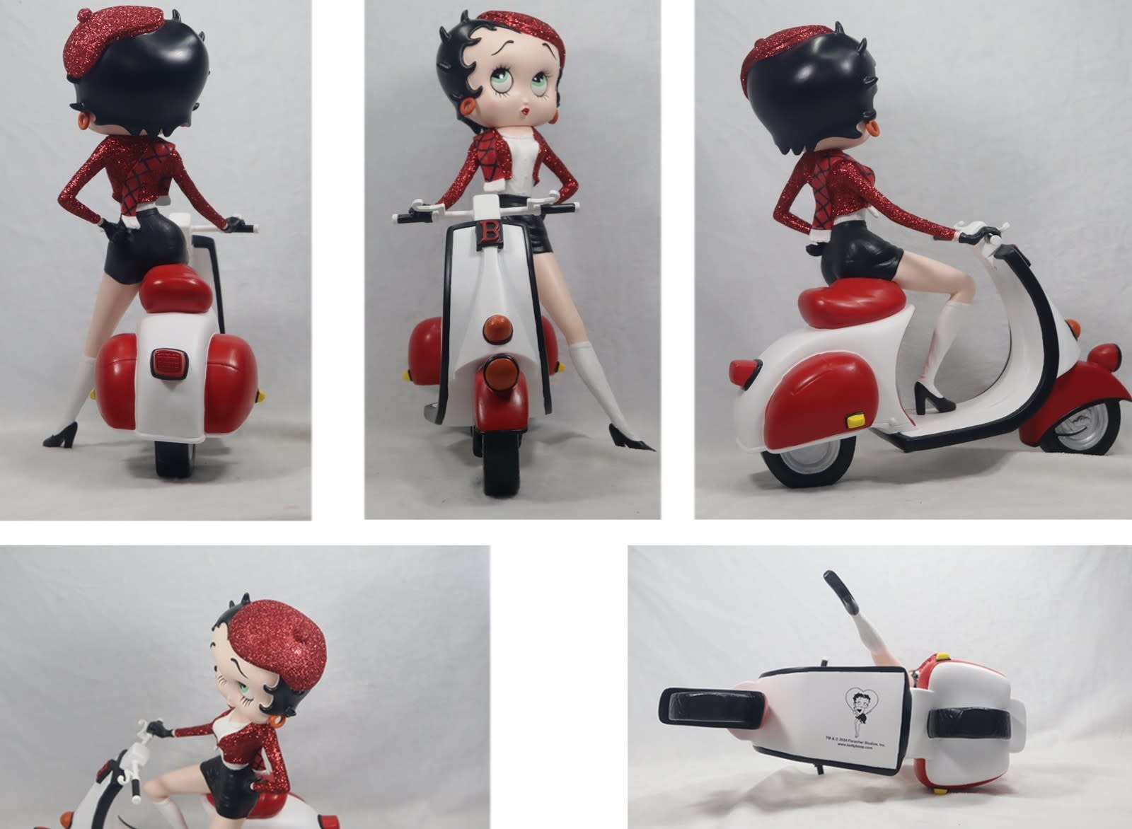 Figurine: Betty Boop - Scooter With Red Glitter Hat and Coat