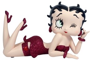 Figurine: Betty Boop Lying Down Pink Fuchsia Glitter Dress