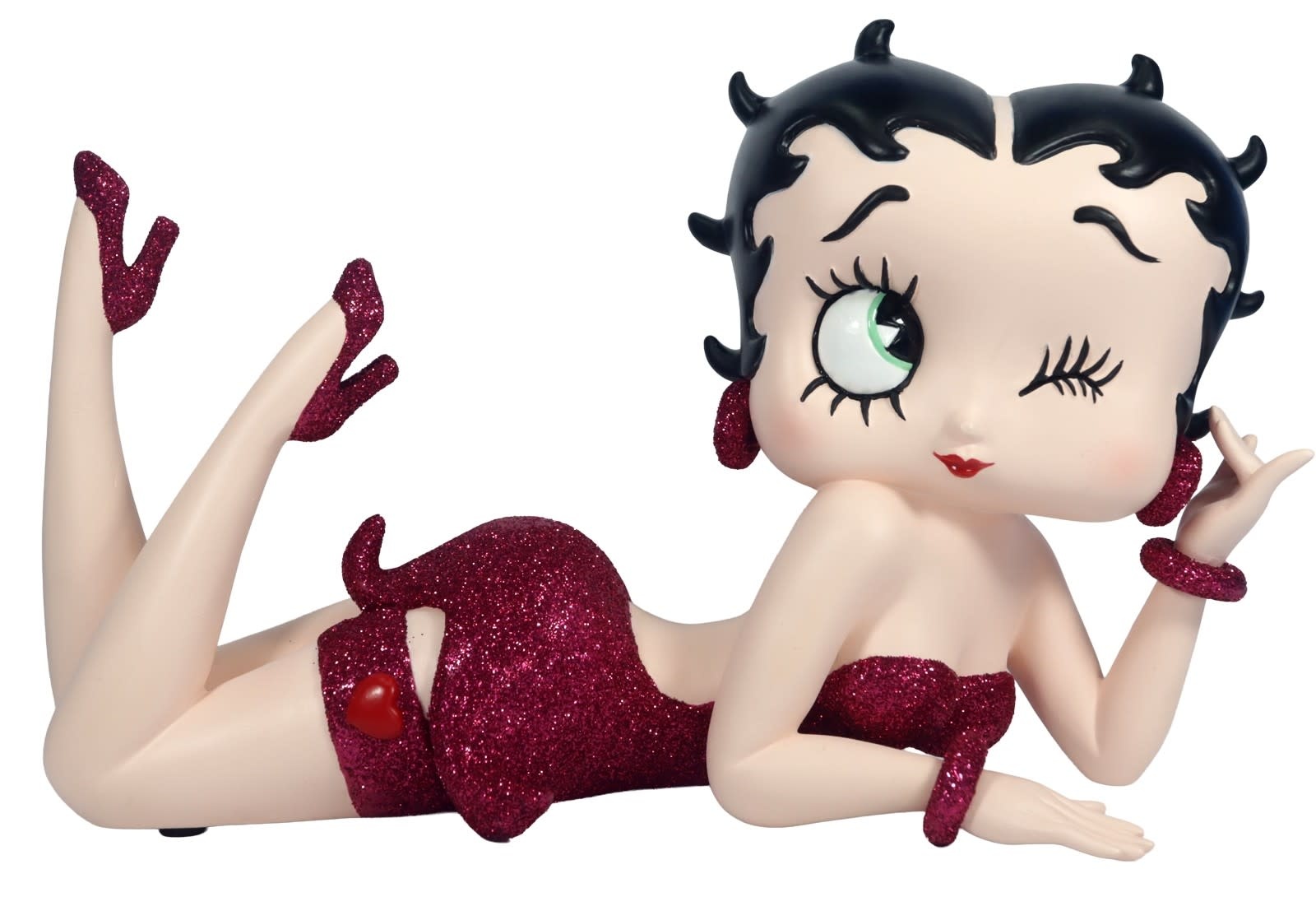 Figurine: Betty Boop - Lying Down Pink Fuchsia Glitter Dress